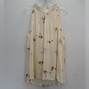 Gentle Fawn Floral Tie Neck Sleeveless Blouse Size Large